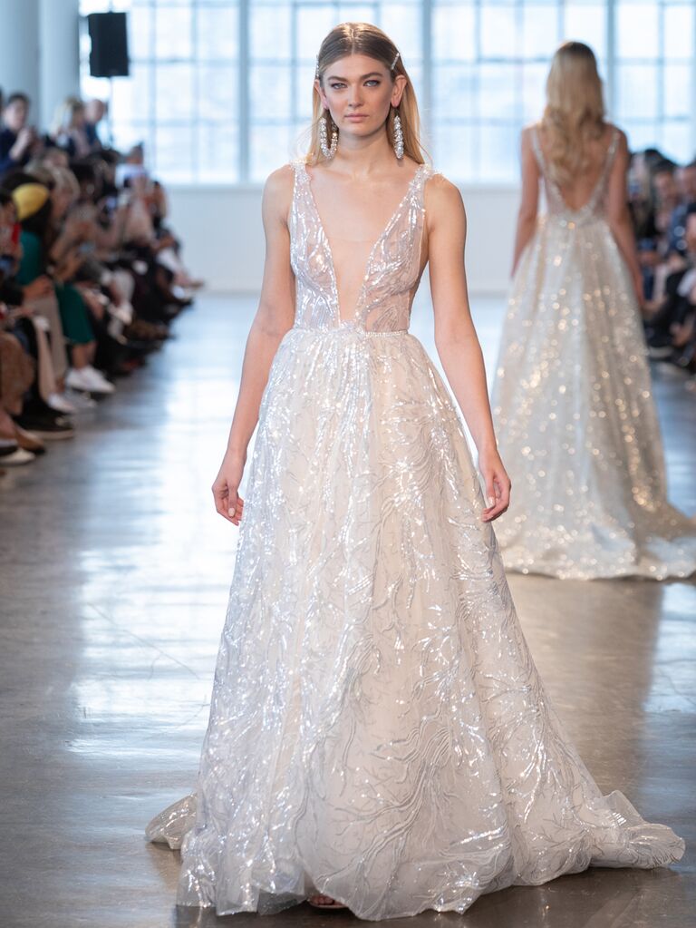 Berta Spring 2020 Bridal Collection plunging A-line wedding dress
