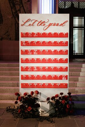 Red Seating Chart Display With Acrylic Escort Cards