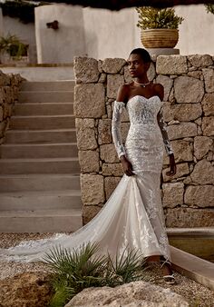 Lillian West 66369 Fit-and-Flare Wedding Dress