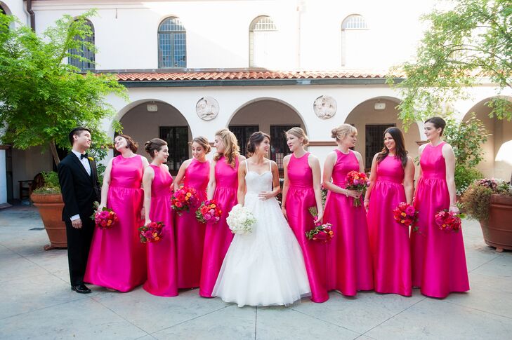 Formal Hot Pink A-Line Bridesmaid Dresses