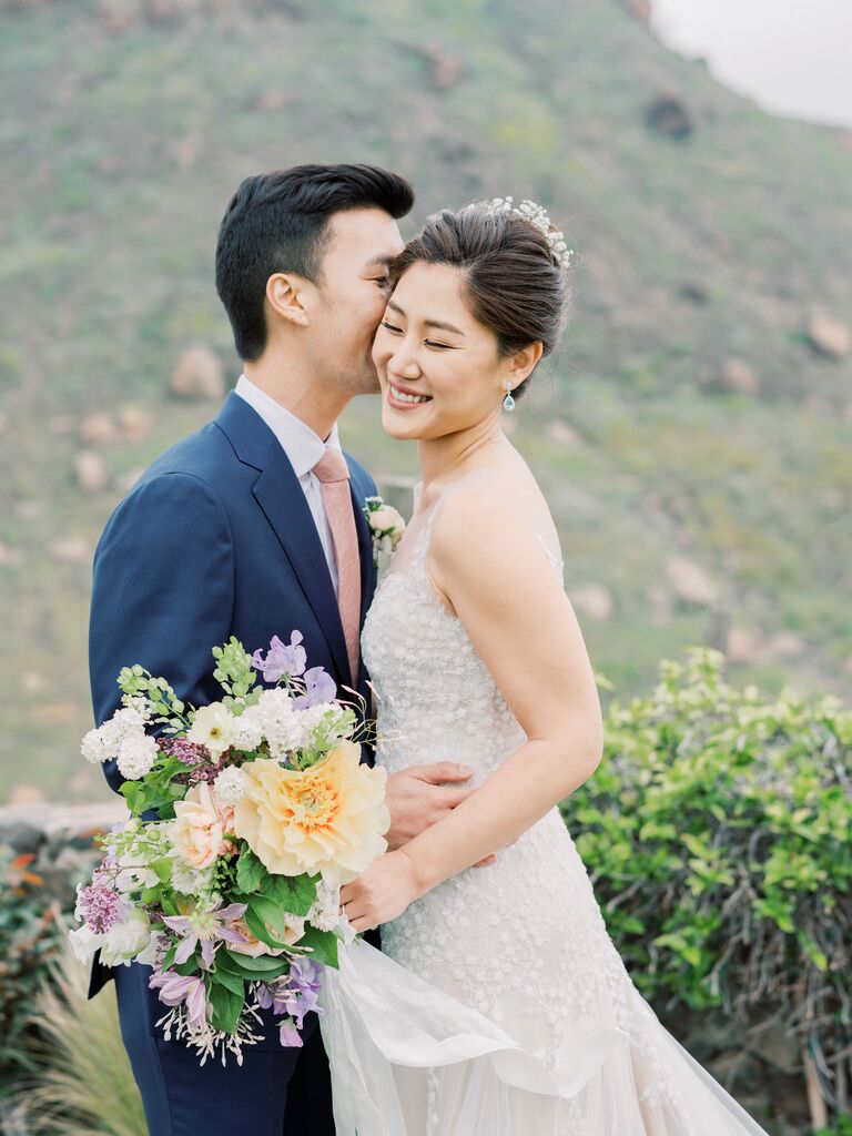 Wedding updo with flowers