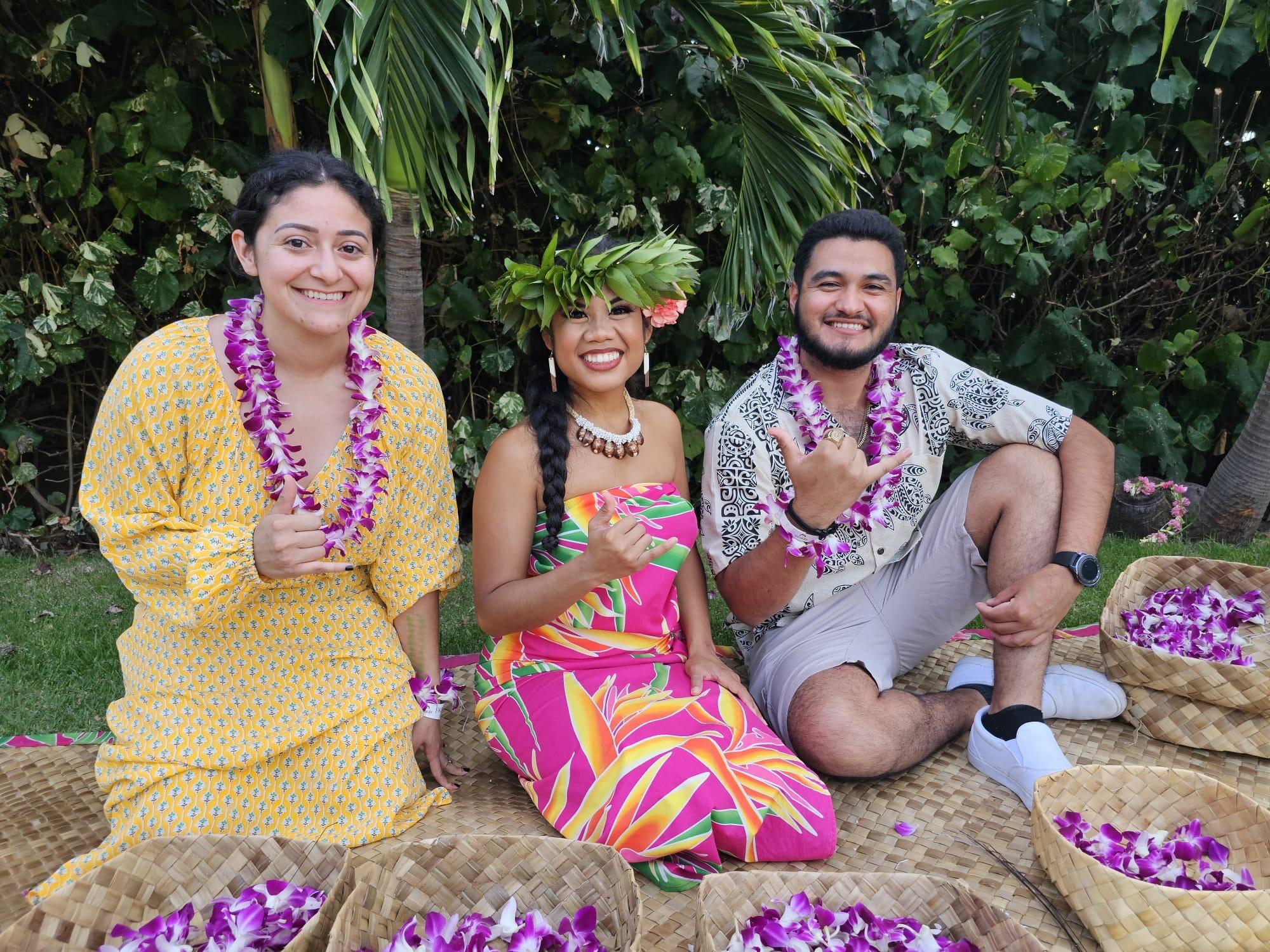 We got to see some of the traditional crafts of the islanders presented to us by people like this woman. She was super nice and even invited us to participate in the activities.