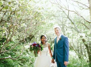 As residents of Asheville, Abhi and Peter Haschke chose to wed in the beautiful Blue Ridge Mountains. "Our theme was bohemian to keep with the natural