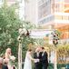Birch Chuppah with Burgundy and Peach Roses