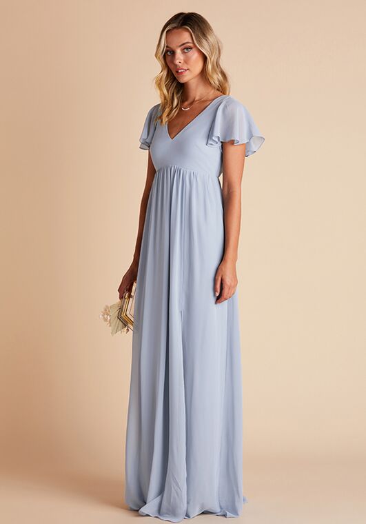 Birdy Grey Hannah Empire in Dusty Blue V-Neck Bridesmaid Dress - 2