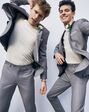 Suit Shop Men's Textured Gray Suit Tuxedo - thumbnail - 7