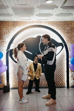 Elvis Impersonator Officiating Vow Renewal at Las Vegas Taco Bell