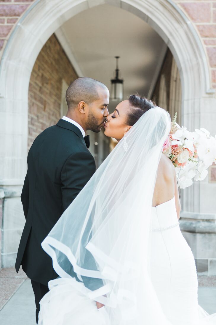 Bride with Bun Updo and Veil