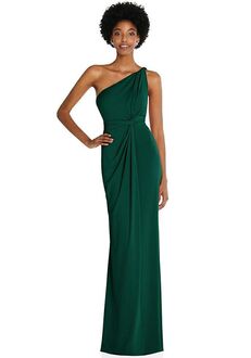 Dessy Group One-Shoulder Twist Draped Maxi Dress - TH100 One Shoulder Bridesmaid Dress