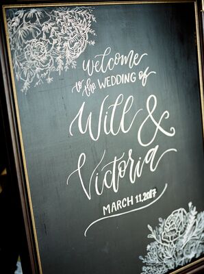 Hand-Lettered Floral Chalkboard Sign