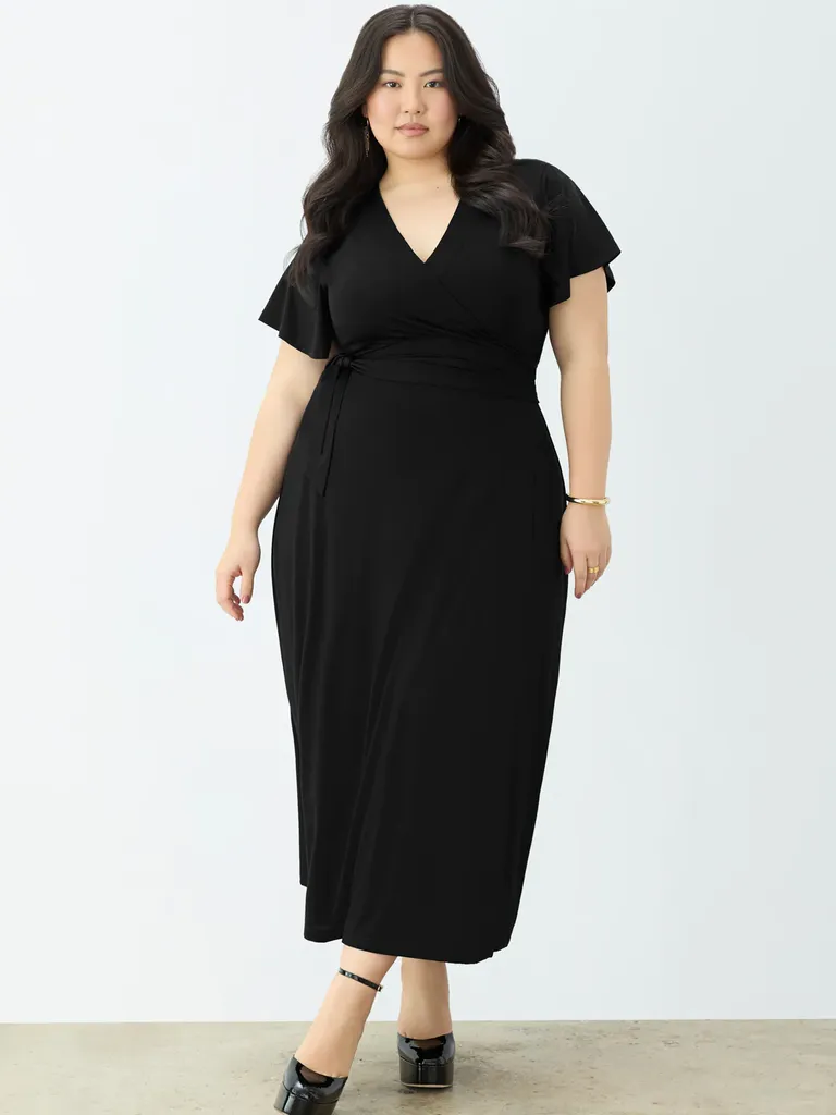 Black Knit Wrap Dress for grandmother of the groom