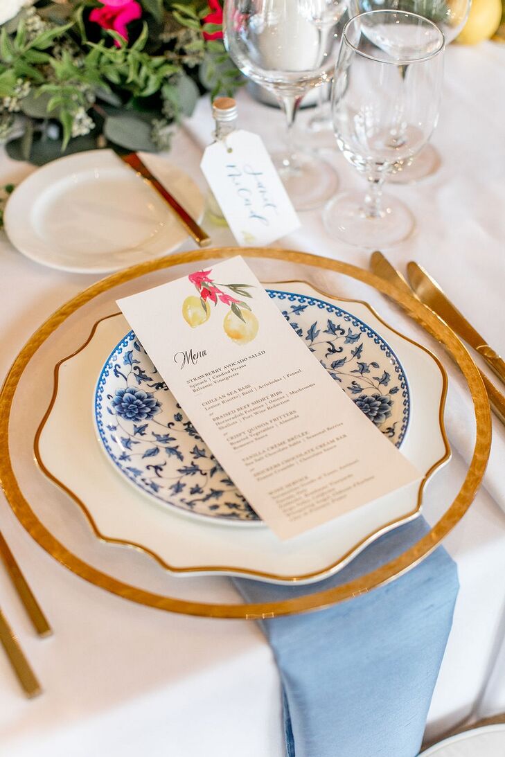 Elegant Place Setting with Patterned Plate and Menu