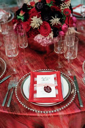 Place Setting With Red Linens