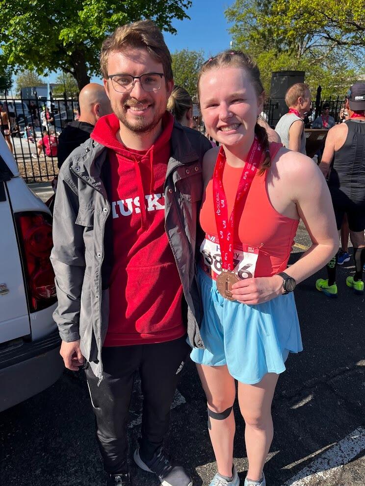 Hailey completes her 2nd half marathon. Jared cheered her through the entire 13.1 miles from the sidelines this time.