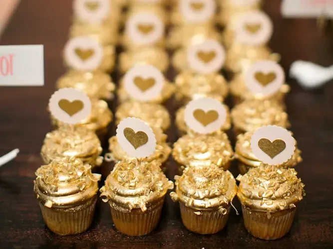 Glamorous Gold Sprinkles Wedding Cupcakes