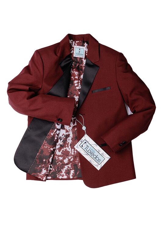 Little Tuxedos "Prodigy" Kids Burgundy Tuxedo (5-Piece Set) Flower Girl Dress and Ring Bearer Outfit - 7