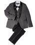 BLACKTIE "London" Kids Charcoal Tuxedo (5-Piece Set) Flower Girl Dress and Ring Bearer Outfit - thumbnail - 1