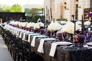 Purple and White Centerpieces