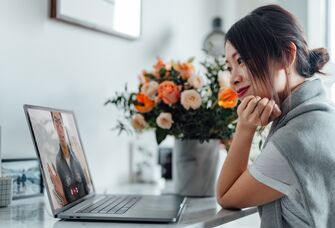 woman on long distance video call