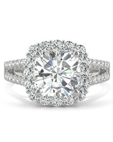 Forever One Moissanite Glamorous Cushion Cut Engagement Ring