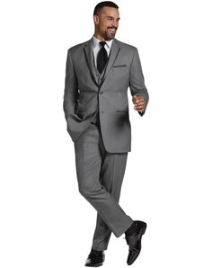 MEN’S WEARHOUSE Joseph Abboud Dark Gray Satin Edged Notch Lapel Tux Tuxedo