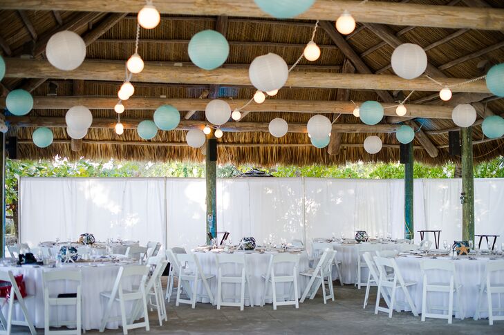 Playful White and Sea Green Paper Lanterns