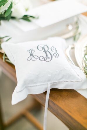 Monogrammed Wedding Ring Pillow