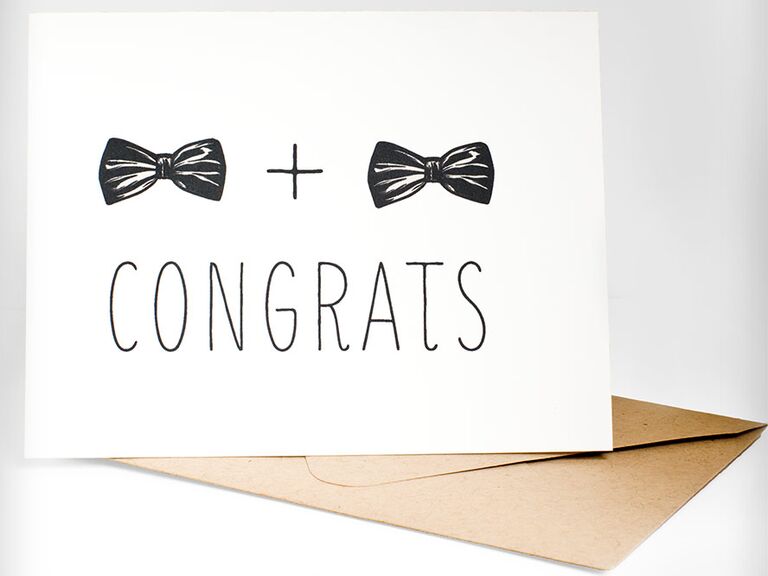 Classy bow tie gay wedding card