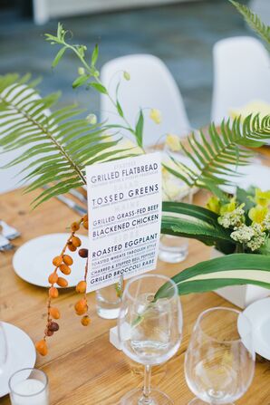 Tabletop Menus at Backyard Reception