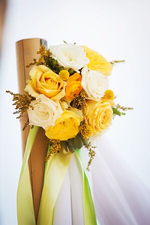 Bright Yellow and White Aisle Post Decorations