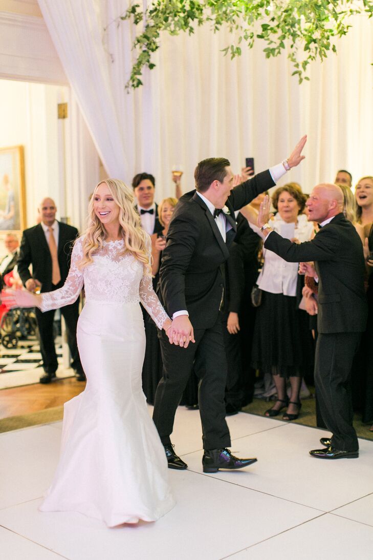 Strapless Satin Mermaid Gown with Long-Sleeve Lace Overlay