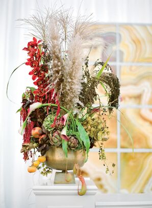 Fall-Themed Centerpiece with Artichoke and Fruit