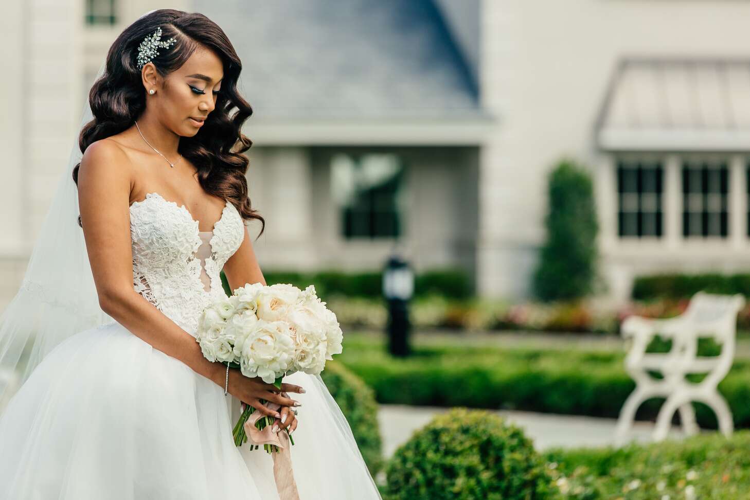 Glamorous Bride in Ball Gown with Crystal Headpiece