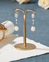 AW Bridal AW BRIDAL Cubic Zirconia Wedding Earrings Bridal Dangle Earrings for Women Pearl Stud Earrings for Brides Bridesmaid (Silver) Silver - thumbnail - 7