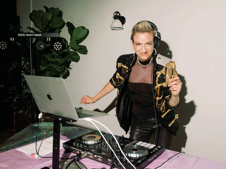 DJ playing at a wedding reception. 