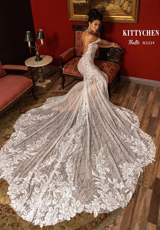 KITTY CHEN HALLE, H2214 Fit-and-Flare Wedding Dress - 5