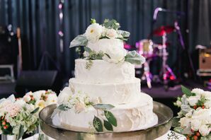 Textured Buttercream Cake Topped with Fresh Flowers