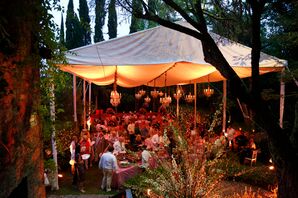 Reception Tent With Chandeliers