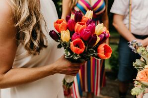 Bride With Bright Tulip Bouquet