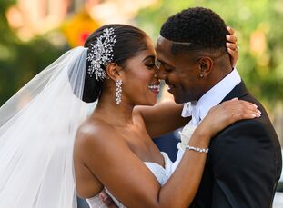 Erika and Rodney found wedding design inspo in New York City. Rodney proposed on a ride around the Big Apple, Erika’s hometown, so it was only natural