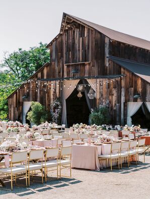 Reception Decor in Front of Barn at Greengate Ranch and Vineyard in San Luis Obispo, California
