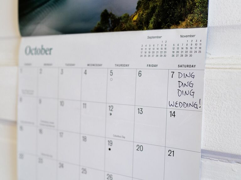 calendar with date marked as wedding