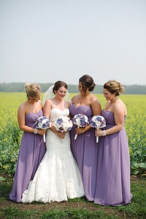 Strapless Purple Bridesmaid Dresses