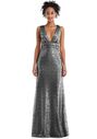 Dessy Group Open-Neck Criss Cross Back Sequin Maxi Dress - TH081 V-Neck Bridesmaid Dress - thumbnail - 1