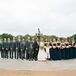 Navy Bridesmaids Dresses and Charcoal Groomsmen Tuxedos