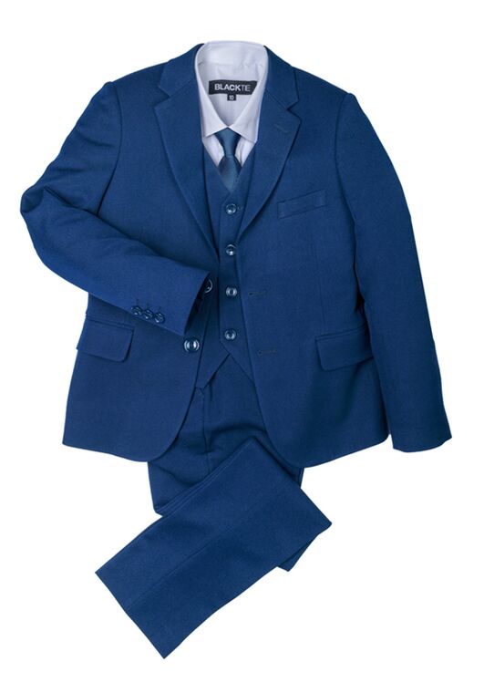 BLACKTIE "Liam" Indigo Suit (5-Piece Set) Flower Girl Dress and Ring Bearer Outfit - 7