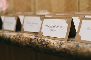 Kraft Paper and Plum Printed Escort Cards