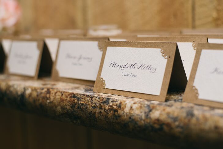 Kraft Paper and Plum Printed Escort Cards