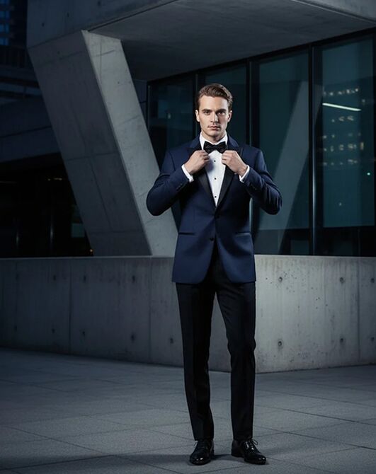 BLACKTIE VERMONT Midnight Blue Wedding Tuxedo Blue Tuxedo - 7