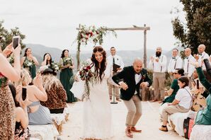 Bohemian Couple Dancing During Recessional